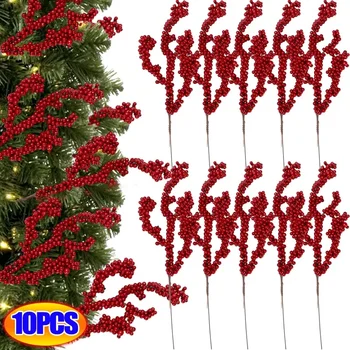 1-10PCS Изкуствени Коледа Бери червена пяна плодове Multi тип клонове за DIY коледен венец доставка коледно дърво декорации