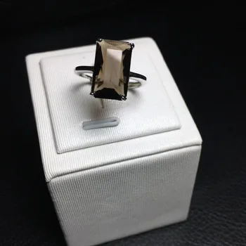 1 Pc Fengbaowu естествен опушен кварцов квадратен пръстен 925 стерлинги сребро кристал Рейки лечебен камък мода кристал бижута подарък