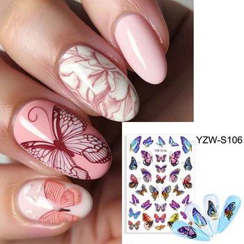 1 розова пеперуда нокти изкуство стикер 3D нокти декорация стикер пеперуда DIY нокти аксесоари