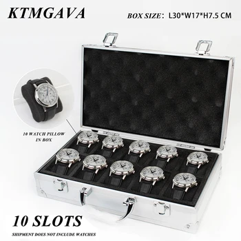 10 пояси луксозна висококачествена кутия за гледане алуминиева сплав произвежда модел за съхранение часовник кутия колекция дисплей подаръчни кутии
