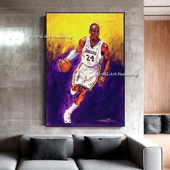 100% ръчно рисувани баскетбол Supre звезда живопис с маслени бои модерни картини Коби Брайънт ръчно изработени платно стена изкуство хол дома декор