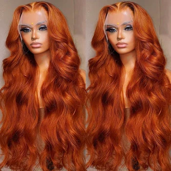 13x4 оранжев джинджифил човешка коса перука тяло вълна 13x6 Hd дантела фронтална перука за жени 4x4 5x5 дантела затваряне перука бразилски перуки в продажба