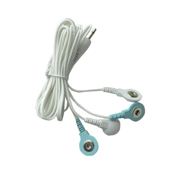 1Pc 4 бутон в 1 електрод олово проводници свързващ кабел за цифрова терапия масаж машина синьо и бяло главата тел щифт 3.5mm