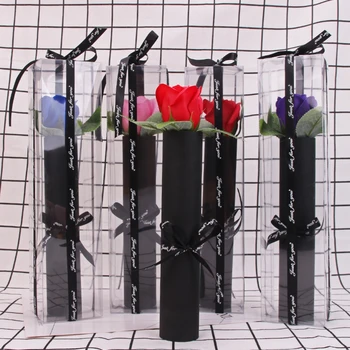 1pc Ден на Свети Валентин изкуствена роза PVC цвете декорация с подаръчна кутия идеален подарък за влюбени родители рожден ден сватбено тържество