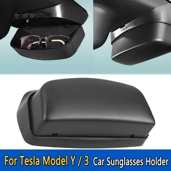 1pc Черен държач за слънчеви очила за слънчеви очила Кутия за очила за Tesla Модел Y 2020-2022 Модел 3 2017-2022 Аксесоари