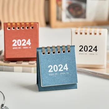 2024 Мини прост малък календар за бюро Творчество джоб преносим календар часовник план настолна декорация