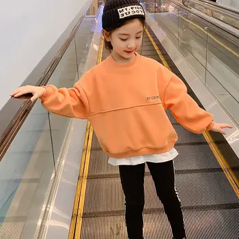 2024 Мода случайни бебе момичета суитчър деца писмо качулки пуловер пролет есен 4 до 12 год детски дрехи корейски стил