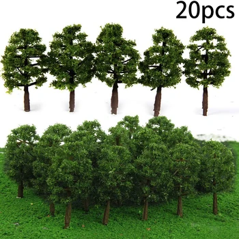 20pcs модел дърво изкуствен микро пейзаж симулация декорация дърво железопътен модел декорация подпори сцена оформление аксесоари