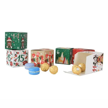  24pcs / комплект Нови коледни подаръчни кутии Многоцветни коледни кутии за бонбони Коледна украса Новогодишни парти украса Консумативи