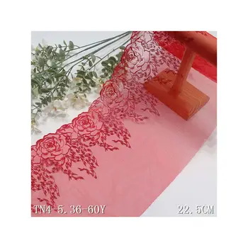2Yards Романтична бродерия дантела подстригване розово цвете дизайн облекло бельо аксесоари 23 см тюл дантела