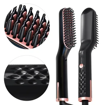 3 в 1 електрически отопляем Brushe изправяне на коса четка брада изглаждане гребен за мъже коса прав инструмент брада & мустаци гребени