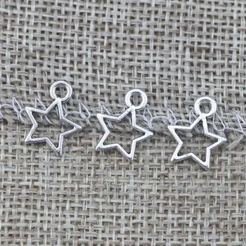 30 парчета/лот 9 * 12 мм антични посребрени цинкови сплави малки сладък пентаграм чар звезда сексапил за DIY бижута вземане
