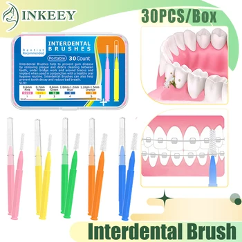 30Pcs / Box Interdental четка зъби конци клечка за зъби Interdental четка за зъби ортодонтски зъби четка чиста устна грижа инструмент