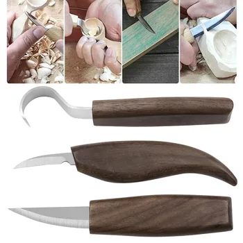 3Pcs орех дърворезба нож комплект лъжица дърворезба нож дърворезба дърворезба ножове длето ножове DIY занаятчийски дървообработващи ръчни инструменти