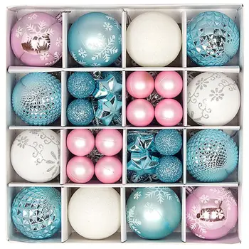 44pcs Нечупливи коледни топки пластмаса с висящи контур коледно дърво декоративни 3-6 см многократна употреба Коледа висулка топка