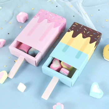 4pcs парти бонбони кутия карикатура сладолед форма чекмедже подарък чанта момиче момче за деца рожден ден парти опаковане кутия бебе душ консумативи