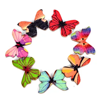 50pcs 2 дупки пеперуда дървени копчета възел цветни шевни бутони скрапбукинг ръчно изработени Cheongsam бутони закопчалка DIY занаят