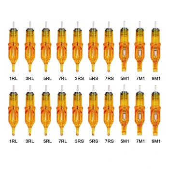 5pcs Жълта игла за татуировка на водно конче 1 3 5 7 9 11 13 14 15 RL RM RS M1 за татуировка машина писалка PMU аксесоари за инструменти