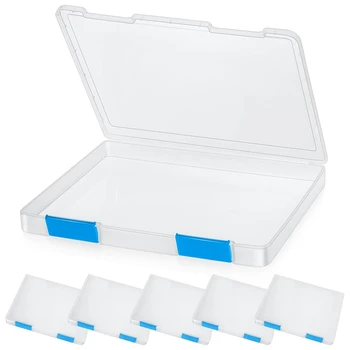 6 бр Clear A4 файл кутия документ пластмасова кутия за съхранение случай борда контейнери списание протектор файл притежателя с ключалката трайни