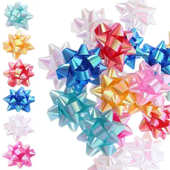 70pcs Коледна украса 2-инчова кутия PVC звезда дантела панделка Коледен подарък опаковка опаковане подарък кутия декорация (смесен цвят)