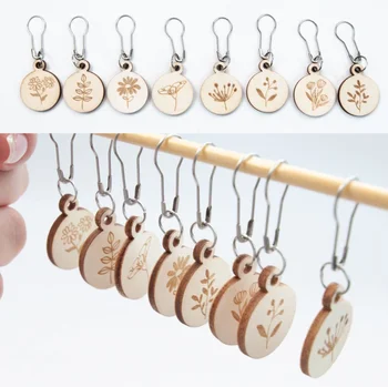  8pcs / комплект кръгли дървени плетене бод маркери сладък дървени заключване заключване плетене инструменти игла клип кука шевни инструменти