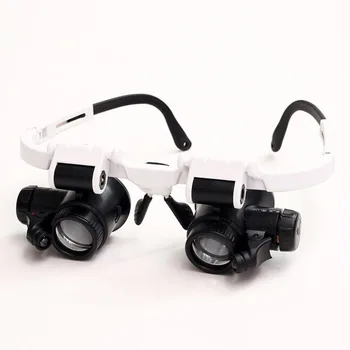 8X 15X 23X Очила за носене на стил с LED светлини Прибиращо се гравиране Малка механична ремонтна глава, носеща увеличение
