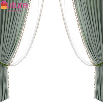 American Wheat Jacquard Soft VerticalLuxur Grain High Precision Double-sided Curtains for Living Dining Room Bedroom Luxury
