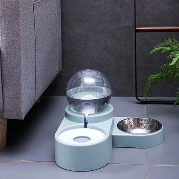 Bubble Pet Bowls Food Automatic Feeder Fountain Water Drinking Two Large Bowl Feeding Container for Dog Kitten Cat Supplies