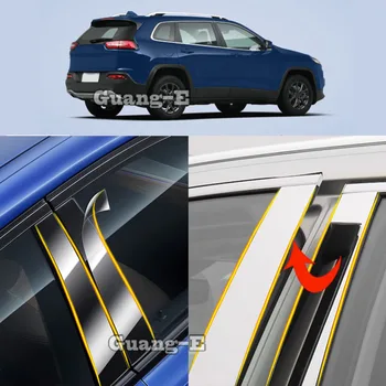 Car TPU/Glossy Mirror Pillar Post Cover за Jeep Cherokee 2014 2015 2016 2017 2018-2022 Врата Trim прозорец формоване стикер 6бр