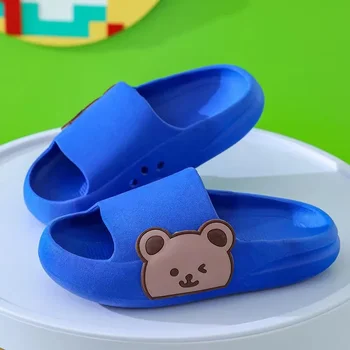 Cartoon Bear Детски плажни чехли за момчета момичета Начало Обувки Летни дебели еднолични джапанки EVA Меки външни чехли Дете