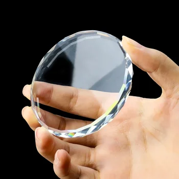 Clear Diamond Cut фасетиран кристален диск дисплей бижута тава многофункционален кристално стъкло база бюро декорация Kawaii аксесоари