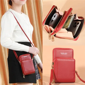 Crossbody мобилен телефон чанта рамо чанти жени многофункционални сензорен екран чанта RFID блокиране карта портфейл женски пратеник чанта