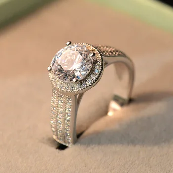 DIWENFU S925 стерлинги сребро кръгла диамантен пръстен жени глоба сребро 925 бижута Bizuteria сватбени халки годежен пръстен кутия женски
