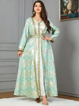 Eid мюсюлманска рокля & Abaya 2 броя комплекти жени Jalabiya Мароко парти рокли Дубай Abayas Kaftan исляма Vestidos арабски дълъг роб