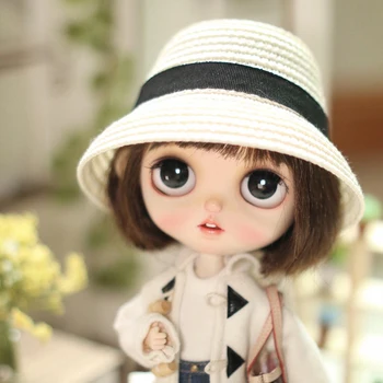 Fashion Doll House Ръчно тъкана сламена шапка за 1/6 аксесоари за кукли Декорация за Blyth