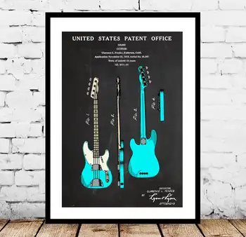 Fender бас китара печат плакат изкуство SILK ПЛАКАТ стена изкуство Начало Декоративна живопис
