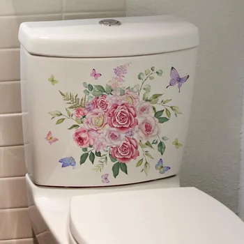 Flower тоалетна капак стикери седалка капак стикери баня декор водоустойчив WC кора стик PVC изкуство подвижни декорация 
