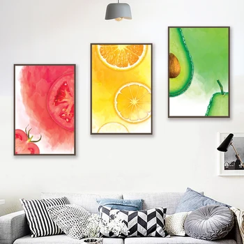 Fruit Pictures Canvas плакати и печат авокадо домати лимон модулна изкуство Nordic Diner декоративен печат за хол