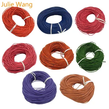 Julie Wang 1 метър / пакет 2 мм PU кожени кръгли шнурове за DIY огърлица висулка верига въже низ гривна бижута вземане аксесоар