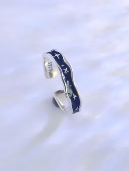 Kissilver S925 стерлинги сребърни Starlight пръстени за жени блестящи ярко пънк бижута парти подарък