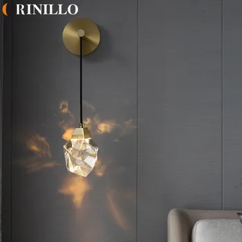  LED единична глава кристална стенна лампа, модерен хол, телевизор фон стена, нощна лампа декорация творчески всички мед