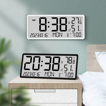 LED цифров стенен часовник Точен часовник за температура в реално време Часовници за влажност Голям LED дисплей Електронни настолни часовници