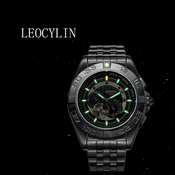 LEOCYLIN автоматичен механичен часовник Водоустойчив светещ сапфир Японски бизнес с движения Ръчни часовници Relogio Masculino