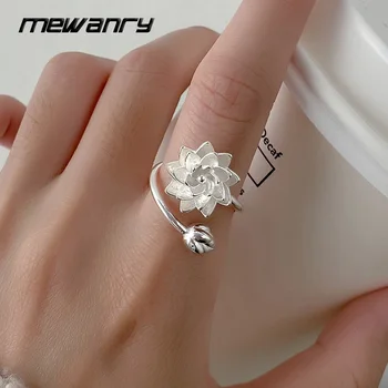 Mewanry сребърен цвят цвете геометричен маншет пръстен за жени творчески преувеличени елегантен етнически рожден ден бижута подарък на едро