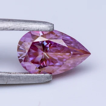 Moissanite круша нарязани Sakura розов цвят лаборатория отглеждани диамант за направи си сам напреднали бижута пръстени обеци вземане с GRA сертификат