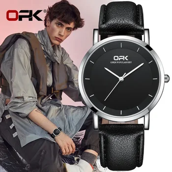 OPK марка мода проста двойка три ръце водоустойчив кварцов часовник мъжки часовник