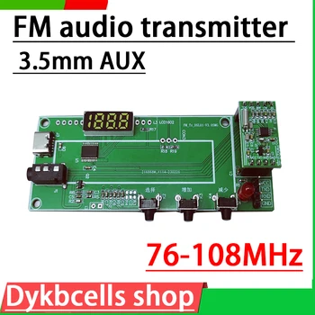 Power 100mW стерео FM предавател FM радио аудио 3.5mm AUX W LED цифров дисплей Type-C за излъчване на телевизия, изчисли телефон кола
