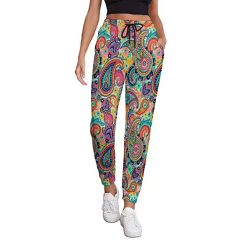 Rainbow Paisley Print Jogger Pants Жени Ярки флорални естетически джогъри Есенни ежедневни панталони по поръчка Голям размер 2XL