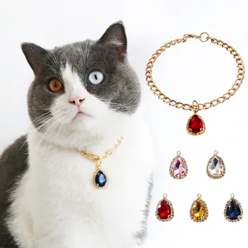 Rhinestone Cat Collar Diamond Dog Collar with Bling Charm,Puppy Decor Collar with Pendant Adjustable Crystal Collars Necklace