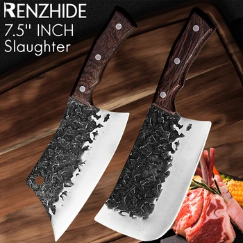 RZD Кълцане ковани стомана нож кост китайски сатър неръждаема стомана полезност готвач пълен Tang месо риба сръбски месарски инструменти